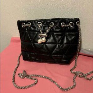 Mini Quilted Black Crossbody Bag NWOT Faux Leather